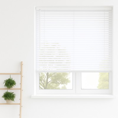 White Satin Venetian Blind Open