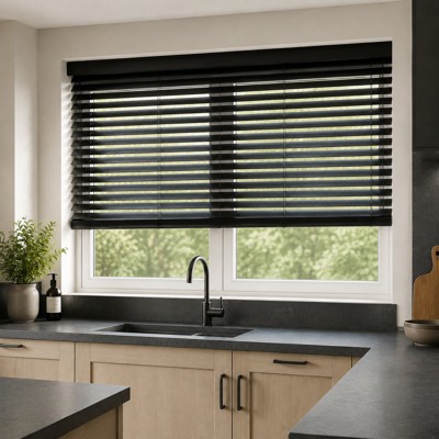 Jet Black Wooden Blind