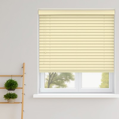 Antique Cream Faux Wooden Blind Closed