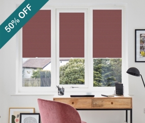 Red Perfect Fit Honeycomb Blinds Home Office 50 Percent