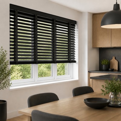 Modern Lounge With Black Woven Tape Blind