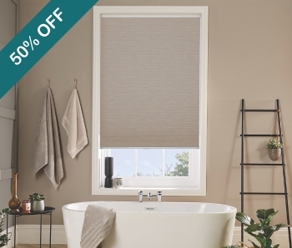 Beige Honeycomb Blind Bathroom Window 50 Percen