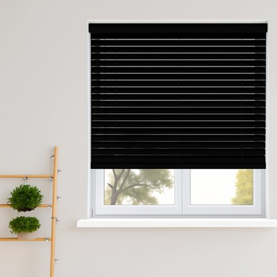 Jet Black Wooden Blind Open