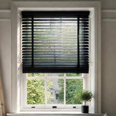 Jet Black Taped Wooden Blind