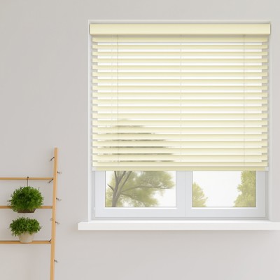 Antique Cream Faux Wooden Blind Open