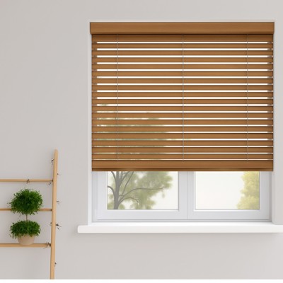 Vintage Oak Wooden Blind Open