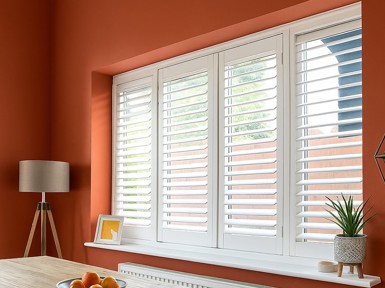 Perfect Fit Shutters Cotton White Red Walls