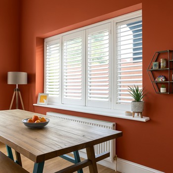 Perfect Fit Shutters Cotton White Red Walls