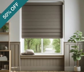 Brown Roman Blind Living Room Window 50 Percent Off