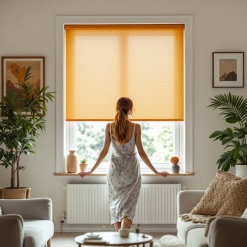 Living Room Amber Roller Blind Lifestyle Shot