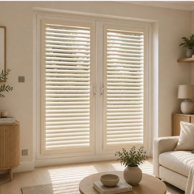 Alabaster Beige Perfect Fit Shutters Lounge